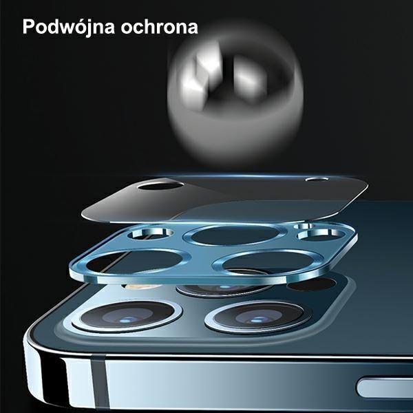 Actual product image Usams Camera Lens Glass iPhone 12 Pro Max metal niebieski/blue BH707JTT04 (US-BH707) (Apple iPhone 12 Pro Max)
