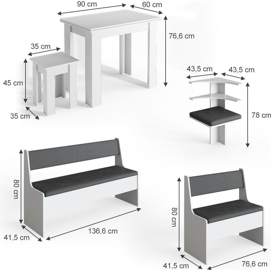 Thumbnail - Vicco, Esstisch, Roman mit Tisch (120 x 120 x 45 cm)