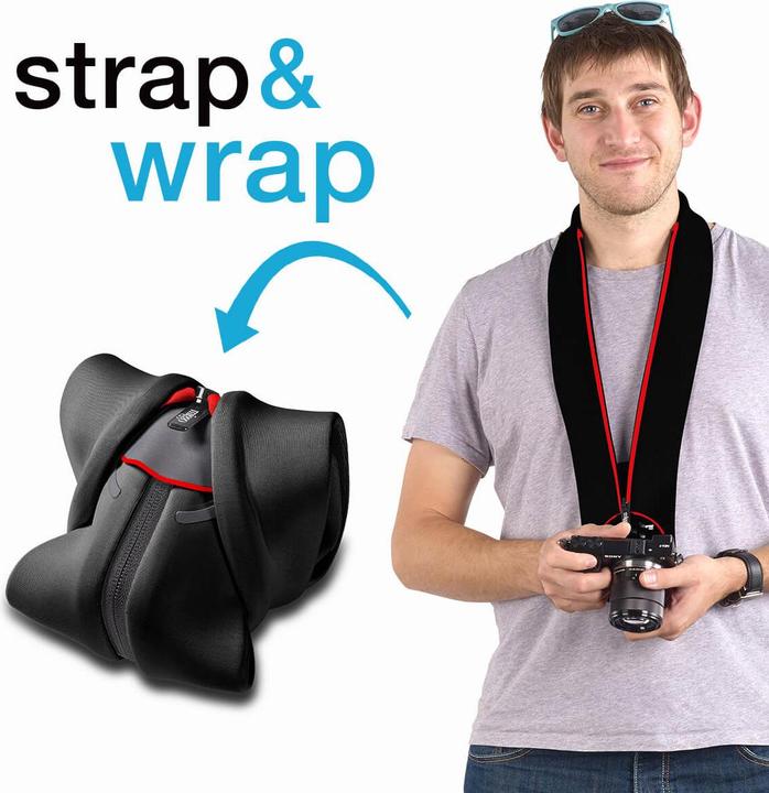 Image du produit miggo Strap & Wrap, appareil photo numérique, spandex, néoprène, noir, rouge, CSC, 59 cm, 120 mm