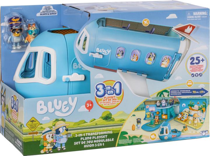 Moose Bluey transformatiespeelset Holiday 3in1 vliegtuig-boot-hotel