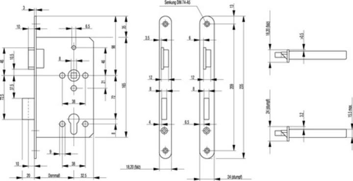 Actual product image BKS Zimmertür-Einsteckschloss 0515 nach 0515 8 mm DIN rechts (Mortise lock)