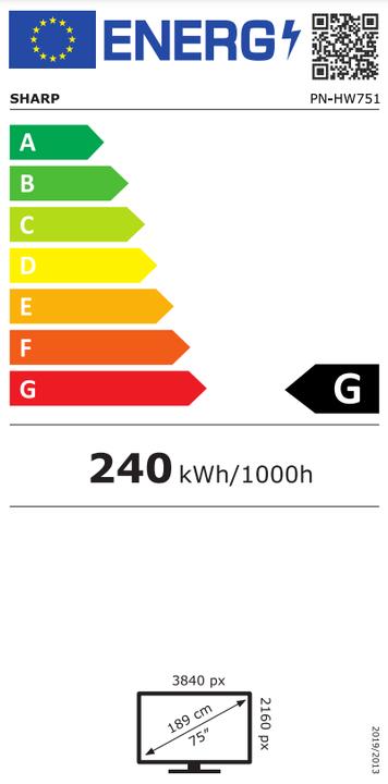 Energy Label Sharp PNHW751 (3840 x 2160 Pixels, 75")