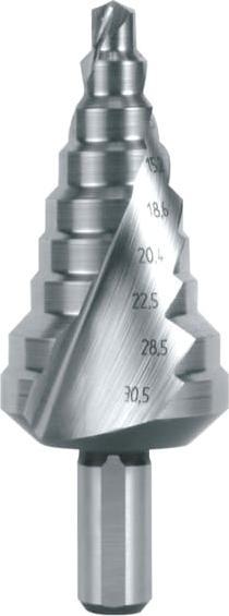 Actual product image Ruko Step drill bit 6.5-32.5mm HSS-Co5 spiral flute Z.2 steps 12 (6.5 - 32.5 mm)