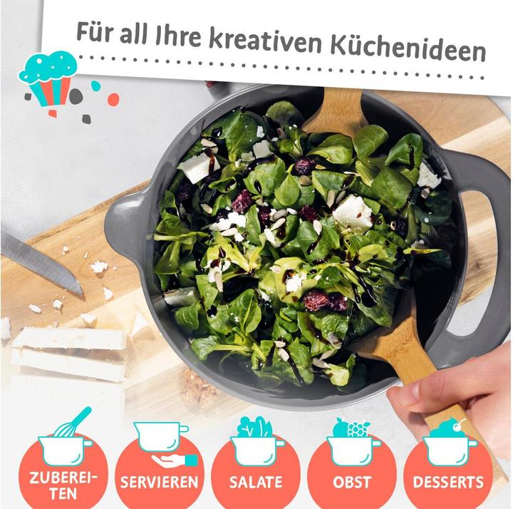 Produktbild Gourmetmaxx Schüssel 4-teilig,, 4 Stück, Grau/Schwarz/Weiss (17 cm, 8.51 l, 4 x)