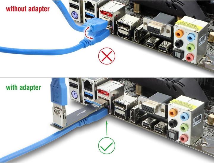 Produktbild Delock USB 10 Gbps Adapter USB Typ-A Buchse zu Stecker gewinkelt 90 (USB-A, 7.65 cm)