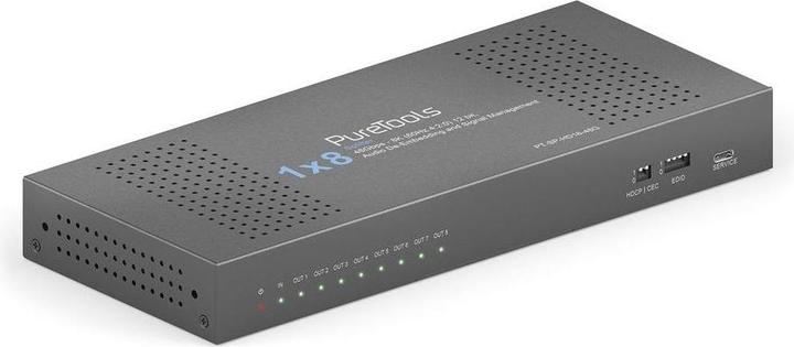 Purelink PureTools - 1x8 HDMI2.1 Splitter - 48Gbps - 8K (60Hz 4:2:0) 12 bit, Audio De-Embedding and Signal M