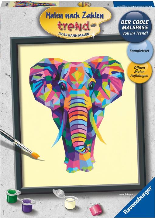 Actual product image Ravensburger Painting by numbers 28987 - Colorful elephant