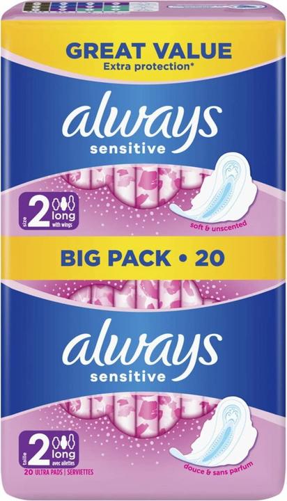Image du produit Always 5er Pack Damenbinden - Sensitive Long - 20 Stück (20x)