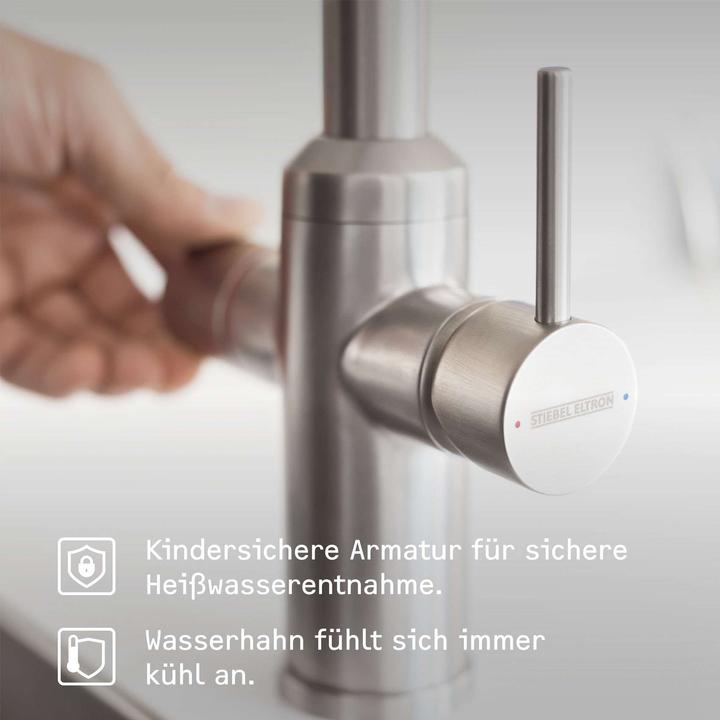 Actual product image Stiebel Eltron HOT 2.6 N Premium + 3in1 b (brushed), hot water appliance + tap for the kitchen, TÜV tested
