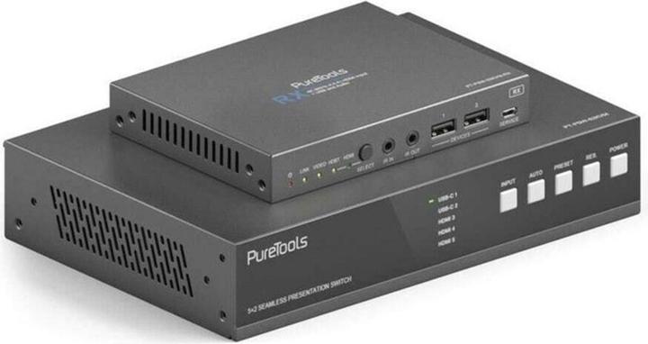 Actual product image Purelink PureTools - 18Gbps USB-C KVM switcher with Dante and Multiview, 4K (60Hz 4:4:4) via USBC / HDMI+USB