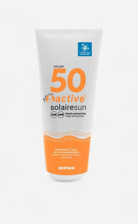Decathlon Active SPF 50 sun cream (Suntan cream, SPF 50, 200 ml)