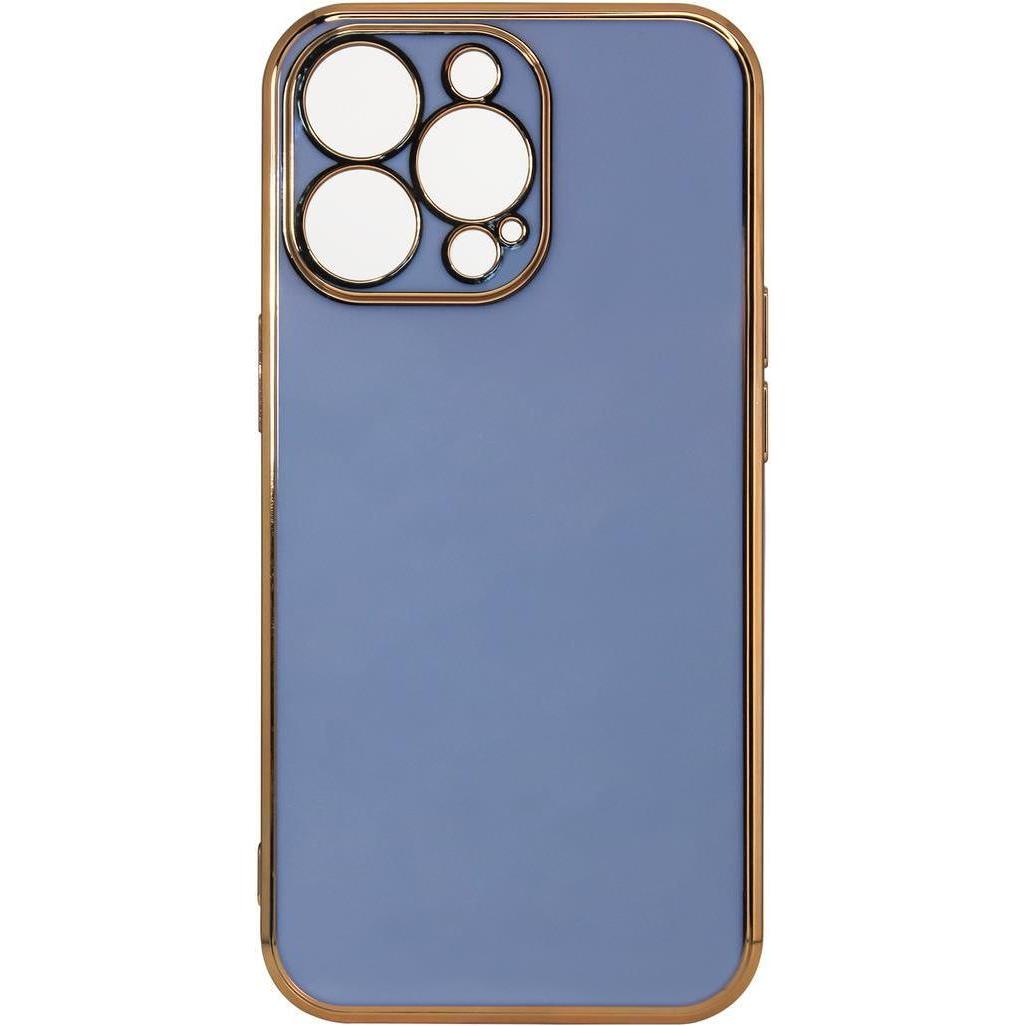 Hurtel Custodia Lighting Color per iPhone 12 Pro Max, cover in gel blu con cornice dorata (Apple iPhone 12 Pro Max), Cover smartphone, Blu
