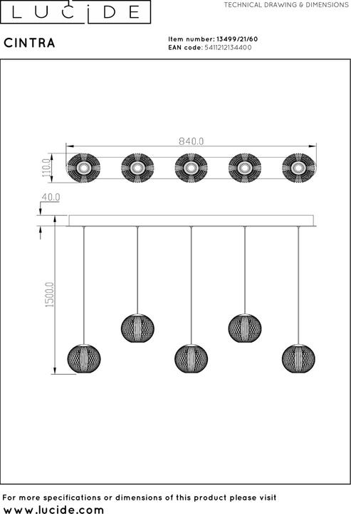 Actual product image Lucide CINTRA - Pendant luminaires - LED - 1x21W 2700K - Transparent 13499/21/60 (290 lm)