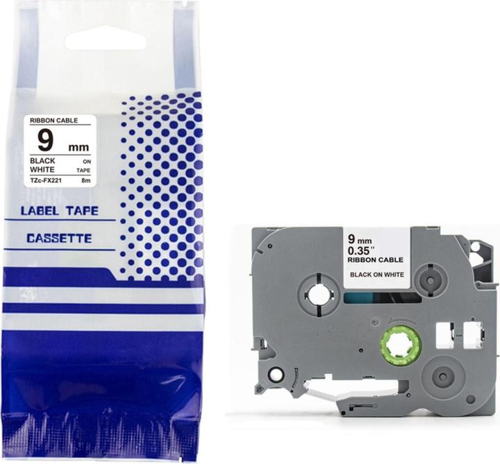 Produktbild Hermex Alternatives Etikettenband zu Brother TZe-FX221 Beschriftungsband (0.90 cm, Schwarz, Weiss)