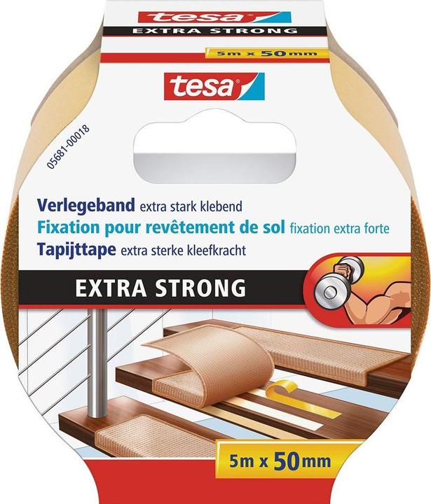 Actual product image tesa Installation tape EXTRA STRONG, double-sided adhesive tape for laying carpet and PVC flooring (50 mm)