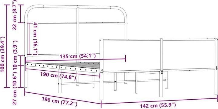 Produktbild vidaXL Bettgestell (135 x 190 cm)