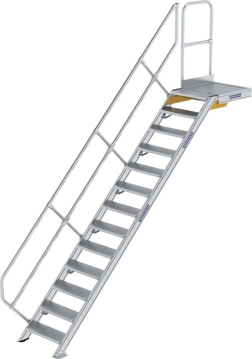 Produktbild Munk Treppe mit Plattform 45° Stufenbreite 600 mm 13 Stufen Aluminium geriffelt (Gerüst, 60 cm)