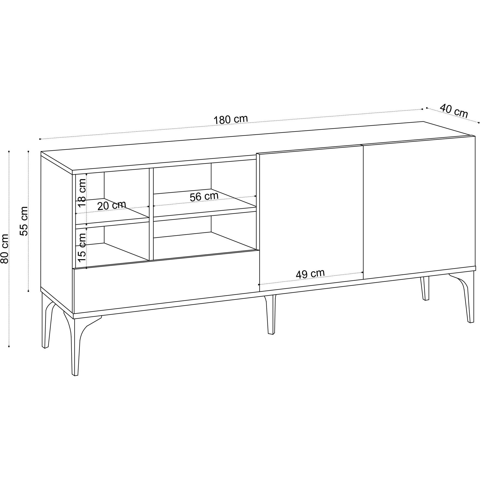 Thumbnail - Kalune Design, TV Möbel, Rhys (180 x 40 x 55 cm)