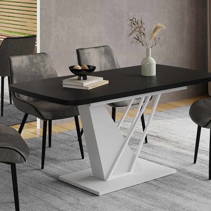 Actual product image Vicco Dining table Fenaro, Black/white/White, 120 x 80 cm extendable (120 x 80 x 77.40 cm)