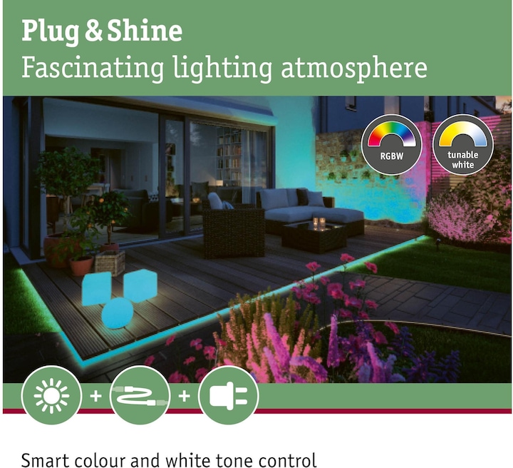 Produktbild Paulmann Outdoor Plug & Shine Stripe Neon (RGBW, 1000 cm, Outdoor)