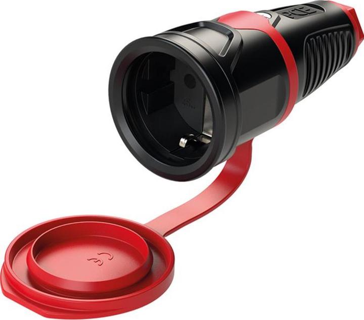 PCE Kupplung Schutzkontaktkupplung Vollgummi 250V mit Deckel IP54 2521-sr