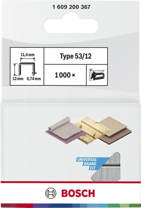 Produktbild Bosch Professional Zubehör Feindrahtklammer Typ 53, 11,4 x 0,74 x 12 mm, 1000er-Pack