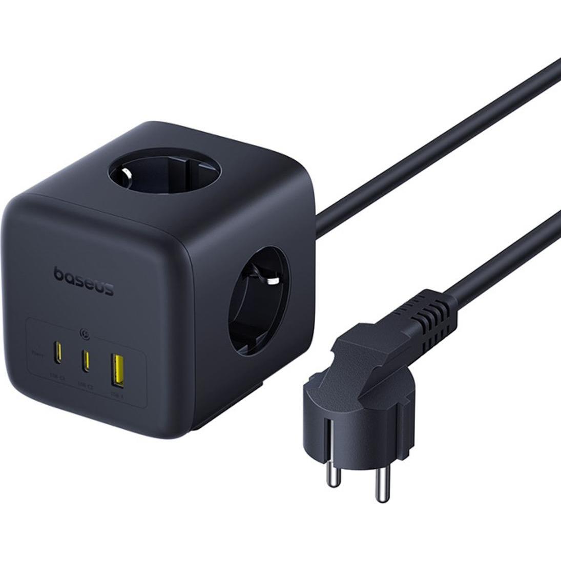 Baseus, Ciabatta multipresa, EnerFill FA11 67W Steckdosenleiste, USB-A + USB-C Würfel + 3 x EU-Steckdose 1,5m - Schwarz (3 x, 1.50 m)
