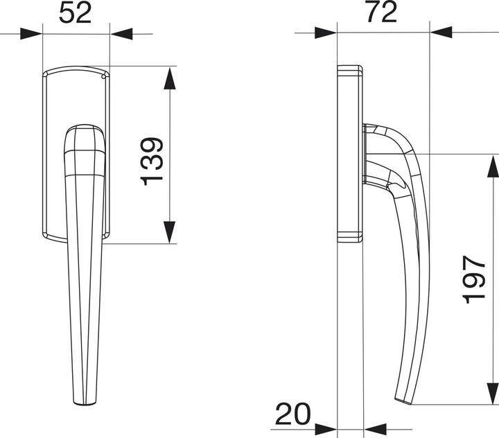 Actual product image Maco SKB-Z rotary handle for top gear, left, aluminium, white coated
