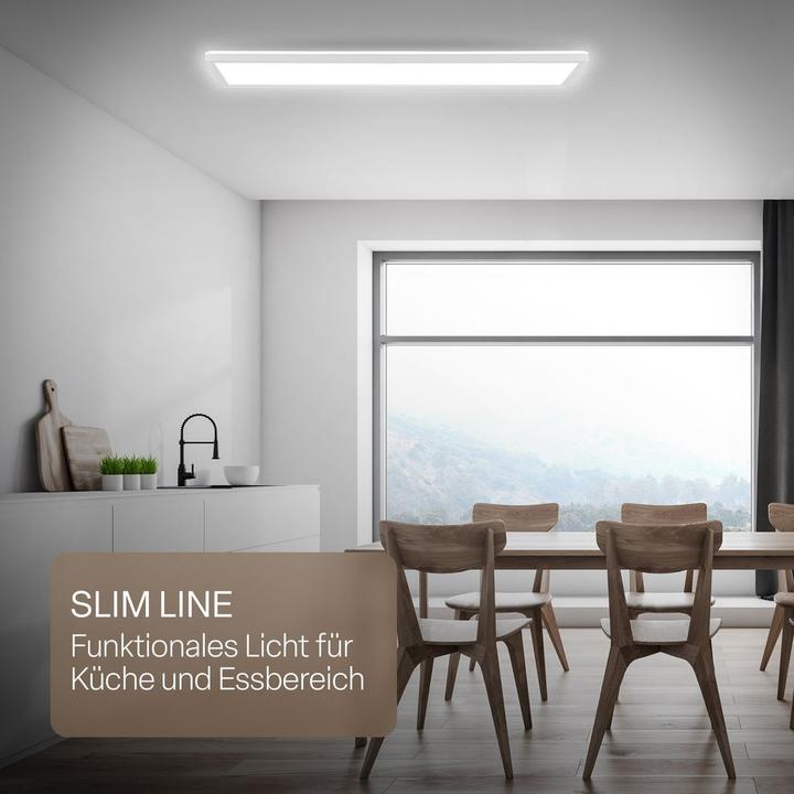 Actual product image B.K.Licht SHALLOW ultraflaches LED Panel, 4000K, IP44, weiss, 980x200 (4800 lm)