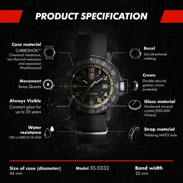 Actual product image Luminox Leatherback Sea Turtle Giant 0320 Series (Analogue wristwatch, Swiss made, 44 mm)