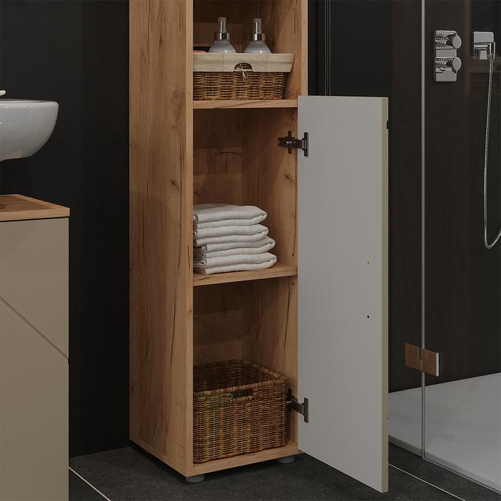 Produktbild Vicco Badschrank Irma, Goldkraft Eiche/Beige, 30 x 192 cm (30 x 30 x 192 cm)