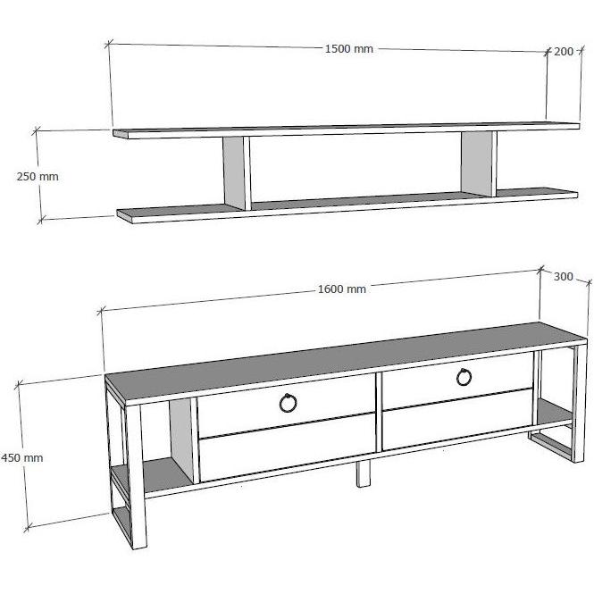 Thumbnail - Hanah Home, TV Möbel, Alec (160 x 30 x 45 cm)