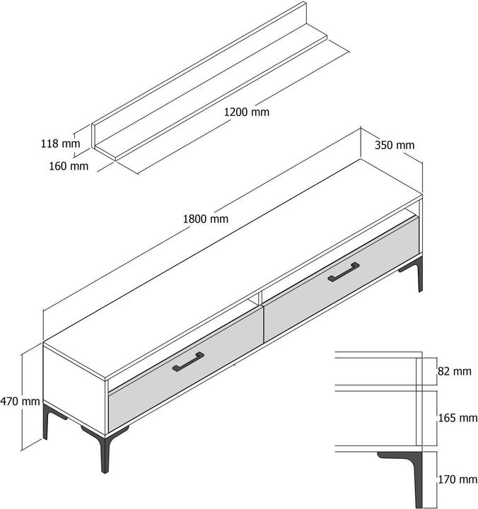 Actual product image Hanah Home Franziska (180 x 35 x 47 cm)