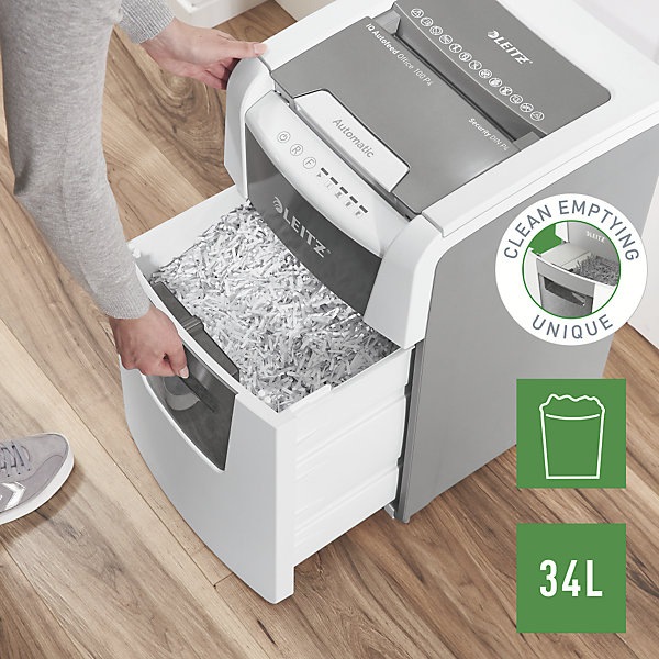 Produktbild Leitz Aktenvernichter IQ Autofeed Small Office 100 Partikelschnitt 34 l (Partikelschnitt)