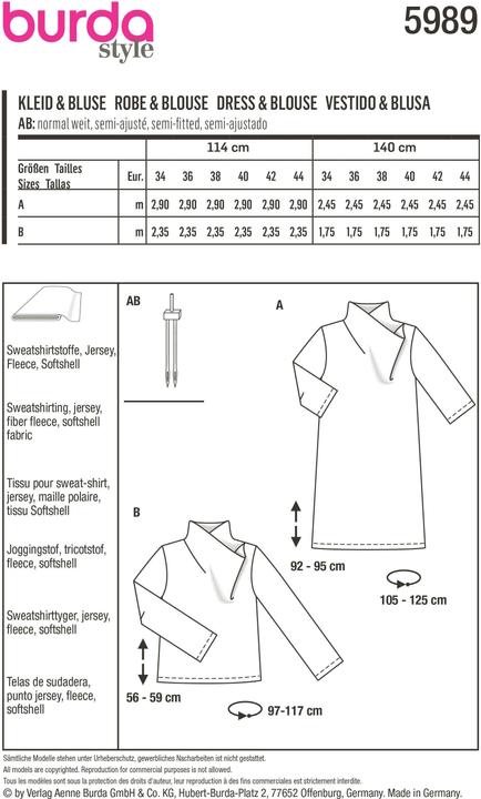 Produktbild Schnittmuster Kleid & Bluse – mit raffiniertem Stehkragen
