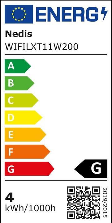Label énergétique Nedis SmartLife LED décoratives | Wi-Fi | Blanc chaud | 200 LED | 5 x 4 m | Android™ / IOS (Blanc chaud, Extérieur, Intérieur)