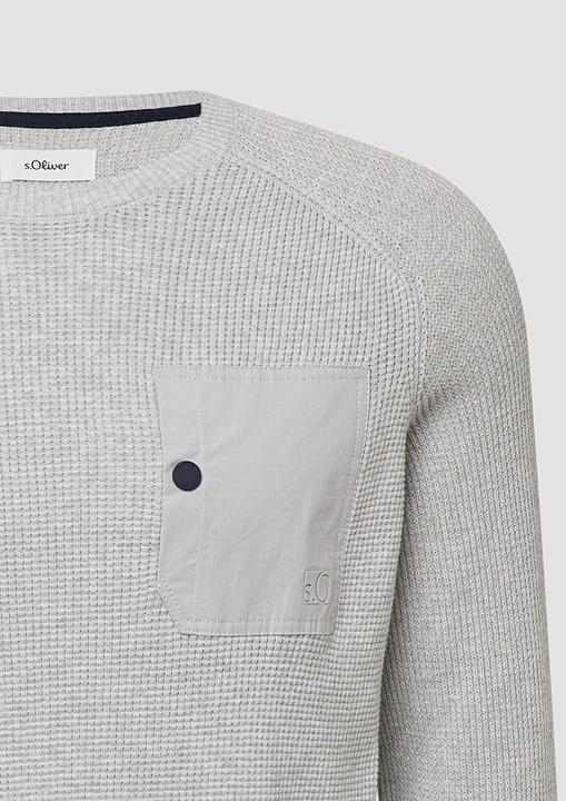 Produktbild s.Oliver Strickpullover Strickpullover mit Brusttasche und Druckknopf (XL)