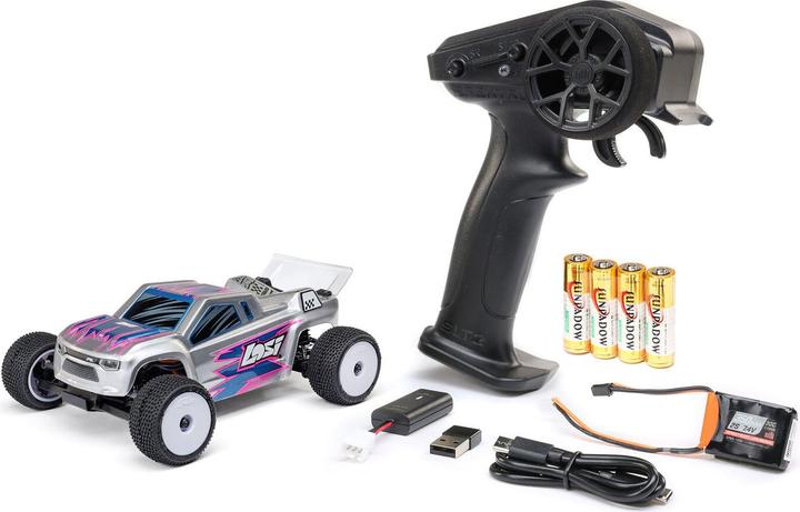 Actual product image Losi Micro-T 2S 1/28 2WD RTR Stadium Truck (Akku & Ladegerät enthalten), Silber (RTR Ready-to-Run)