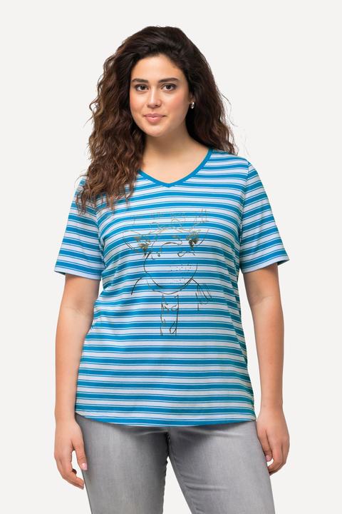Actual product image Ulla Popken Striped Animal Graphic Tee (54)