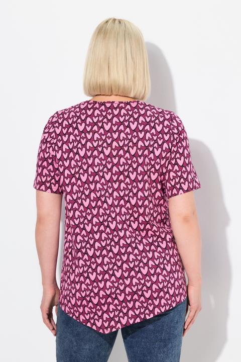 Produktbild Ulla Popken T-Shirt, Herzen, Zipfelsaum, V-Ausschnitt, Halbarm (54)