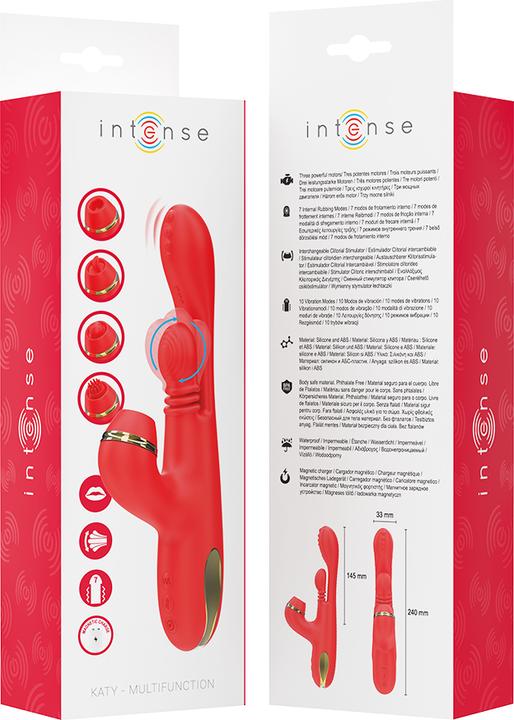 Produktbild Intense - Katy Multifunktions-Klitoris-Stimulator 4 Austauschbare Kã–Pfe Rot
