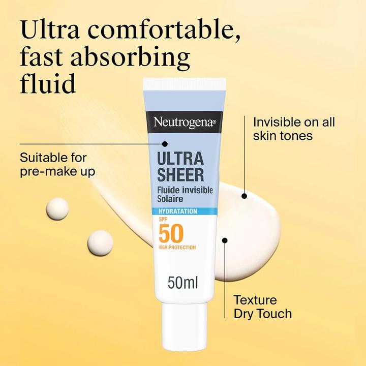 Actual product image Neutrogena Hydration Ultra Sheer (Sun cream face, Suntan cream, SPF 50, 50 ml)