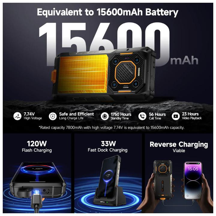 Actual product image Ulefone Armor 26 Ultra Walkie-Talkie (512 GB, Black, Orange, 6.78", Dual SIM, 5G)