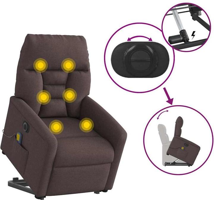 Produktbild VidaXL Elektrischer Massagesessel mit Aufstehhilfe Dunkelbraun Stoff