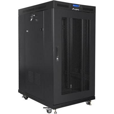 Lanberg Free-standing cabinet 19 inches 22U perforated doors LCD (flat pack) V2 black (22 HE, 19 Zoll Rack), Serverschra...
