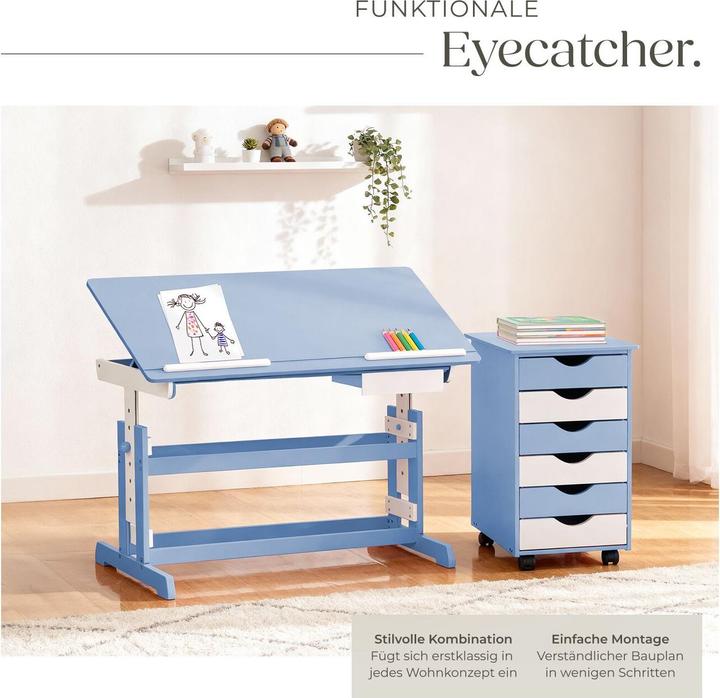 Produktbild tectake Kinderschreibtisch und Rollcontainer (109 x 55 x 94 cm)