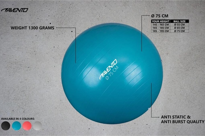 Actual product image Avento gymnastic ball, black, 75cm in diameter (75 cm)