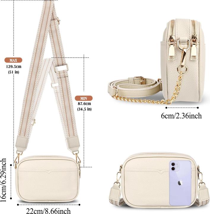 Image du produit Only-Bags.Store Kleine Umhängetasche Elegante Umhängetasche mit 2 abnehmbaren breiten Schulterriemen