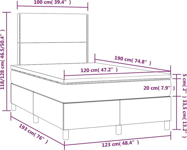 Actual product image vidaXL Boxspringbett (120 x 190 cm)