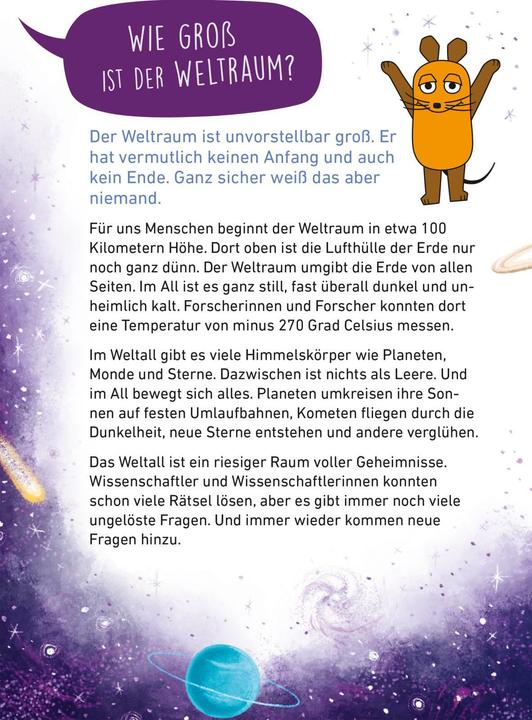 Immagine prodotto Frag doch mal... die Maus: Die wichtigsten Fragen zum Weltraum (Tedesco, Inca Vigh, Linda Hartwig, 2024)